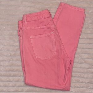 Zara High Waisted Pink Solid Colored Mom Fit Jeans
